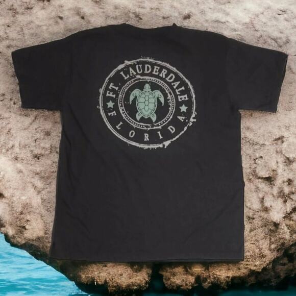 Surf Style Fort Lauderdale Florida Sea Turtle T-Shirt Heather Gray Medium - Picture 1 of 7